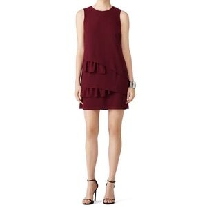Amanda Uprichard Maroon Ruffle Mini Shift Dress